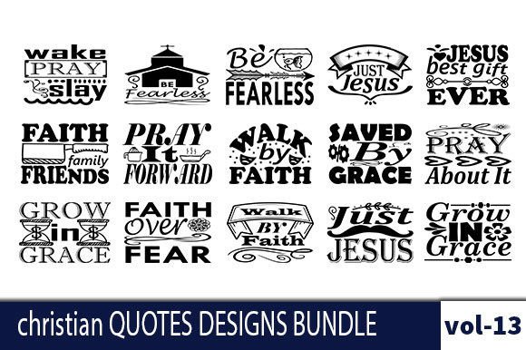 Christian 15 Quotes Designs Bundle: Graphics & Crafts