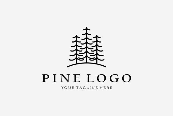 Minimalist Flat Pine Tree Forest Logo: Graphics & Logos