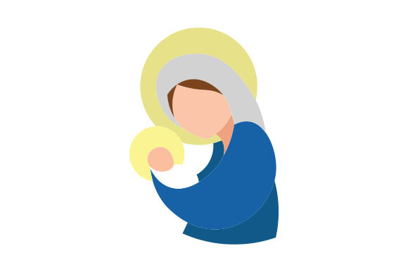 The Virgin Mary Holding Baby Jesus: A Religious Crafts Design Asset