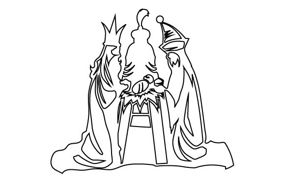 Three Kings and Jesus in the Manger: A Christmas Crafts Coloring Page